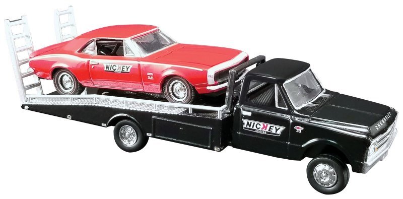 CHEVROLET 1970 C-30 Ramp Truck + 1967 Camaro - black / red - ACME 1:64