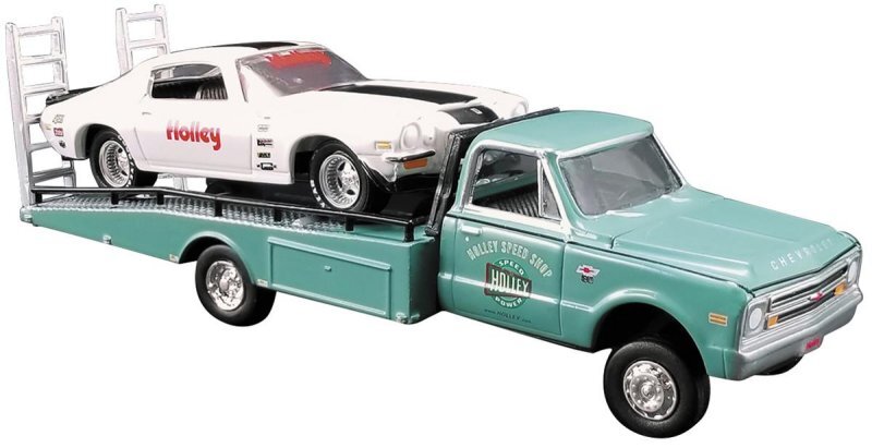 CHEVROLET 1967 C-30 Ramp Truck + 1971 Camaro - green / white - ACME 1:64