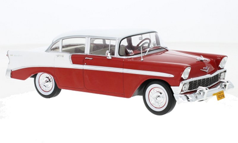 CHEVROLET Bel Air 4-Door Sedan - 1956 - red / white - WhiteBox 1:24