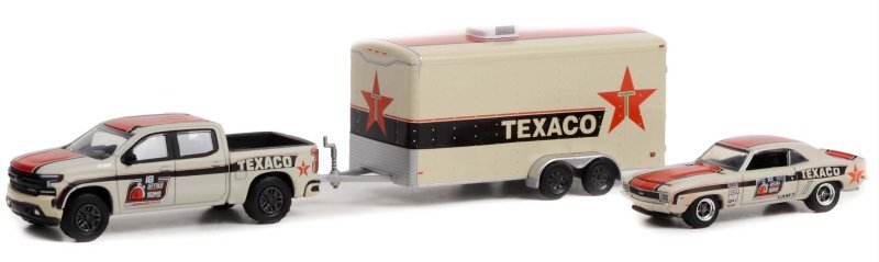 CHEVROLET 2021 Silverado + 1969 Camaro RS + Hauler - TEXACO - Greenlight 1:64