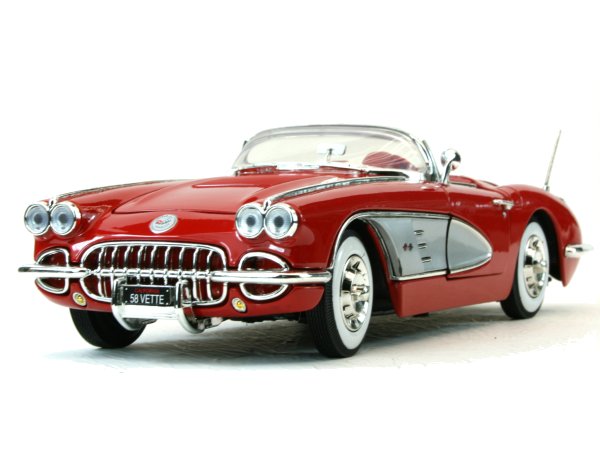 CHEVROLET Corvette - 1958 - red / silver - MotorMax 1:18