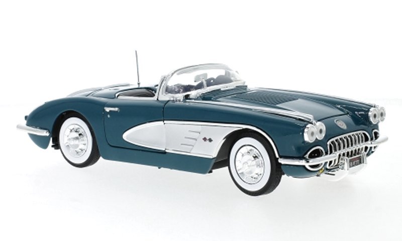 CHEVROLET Corvette - 1958 - Petrol / Silber - MotorMax 1:18