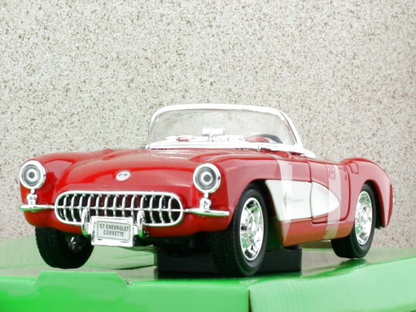 CHEVROLET Corvette - 1957 - red / white - WELLY 1:24