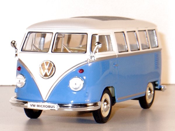 VW Volkswagen T1 Classical Bus - 1962 - blue / white - WELLY 1:24