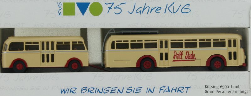 1953 BÜSSING 6500 T + Anhänger - 2003 Limited - 75 Jahre KVG - Brekina 1:87