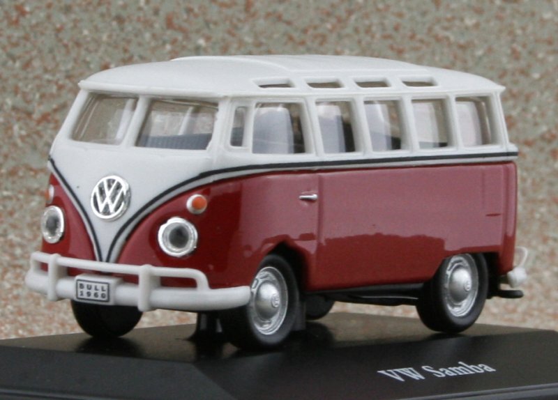 VW Volkswagen T1 Samba Bus - red / white - Cararama 1:72