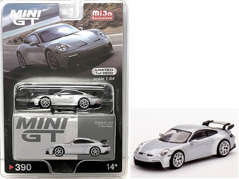 PORSCHE 911 (992) GT3 GT - silver - Mini GT 1:64