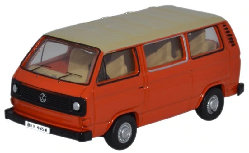 VW Volkswagen T25 Bus - orange / cream - Oxford 1:76