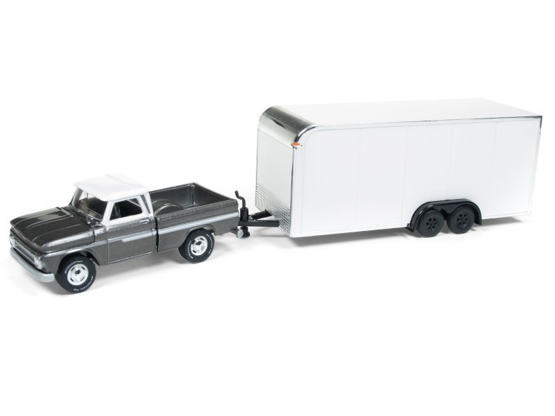 CHEVROLET Pick up with closed car Trailer - 1965 - Grey - Johnny Lightning 1:64