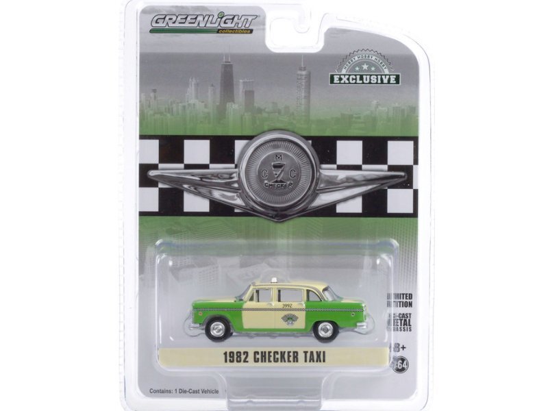 CHECKER Taxi Cab - 1982 - cream / green - Greenlight 1:64