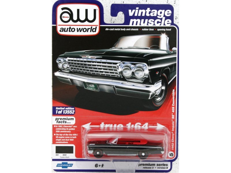 CHEVROLET Impala SS 409 - 1962 - black - Auto World 1:64