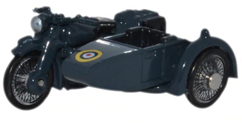 MOTORRAD mit Seitenwagen - Motorbike with Sidecar - RAF - blue - Oxford 1:76