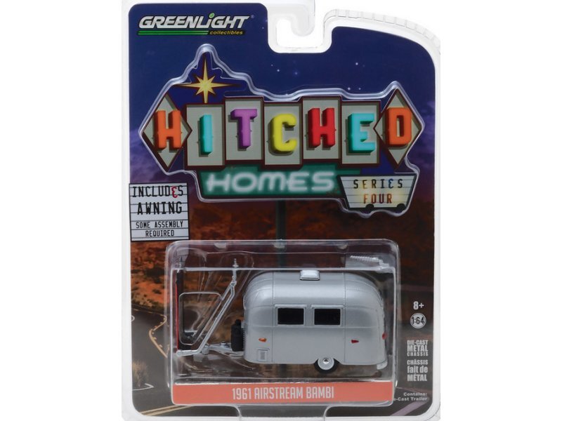 AIRSTREAM Bambi with Markise / Awning - 1961 - silver / red - Greenlight 1:64