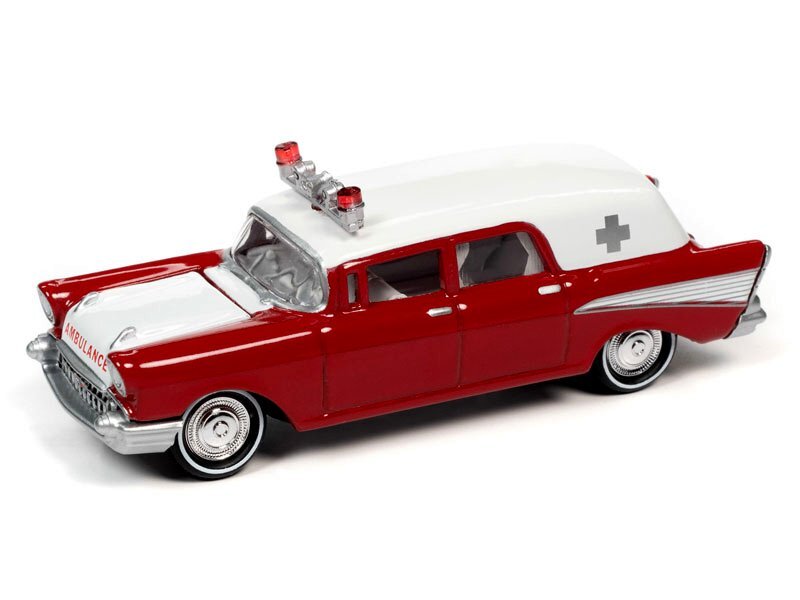 CHEVROLET Ambulance - 1957 - red / white - Johnny Lightning 1:64
