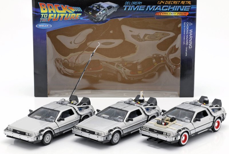 DMC DeLorean LK Coupe - 3 Cars / Triology Pack - Back to Future - WELLY 1:24