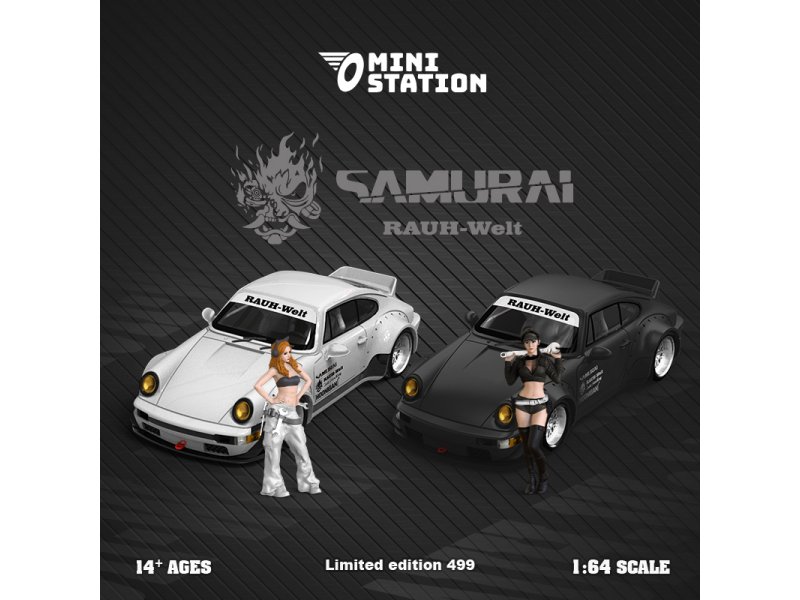 Modellino Porsche RWB 964 Ducktail Samurai Nero – Mini Station Scala 1:64