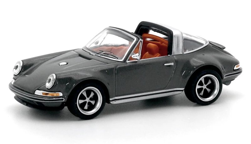 PORSCHE Singer Targa  - metal grey - POP RACE 1:64